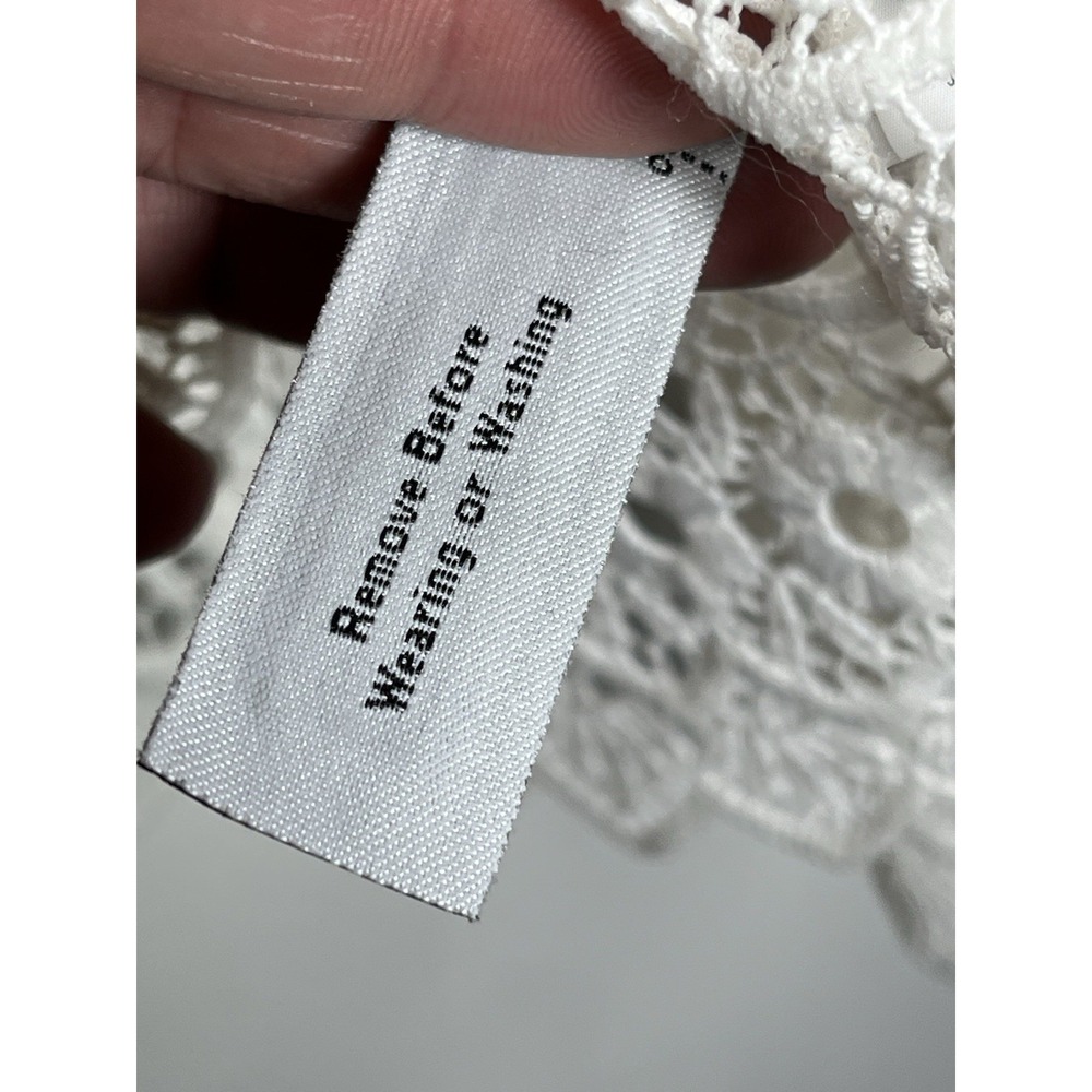 J CREW White Daisy Lace Boxy Top Blouse Bell-Sleeve Sz 2 Boho Floral Whimsy - Picture 13 of 15